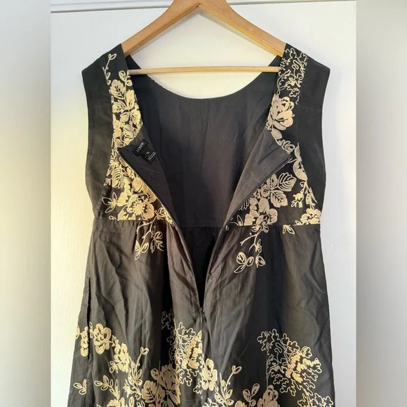 J. Crew Mirabel Embroidered Sleeveless Shift Dress Tan Cream Gray Cotton Size 12 - Picture 11 of 11